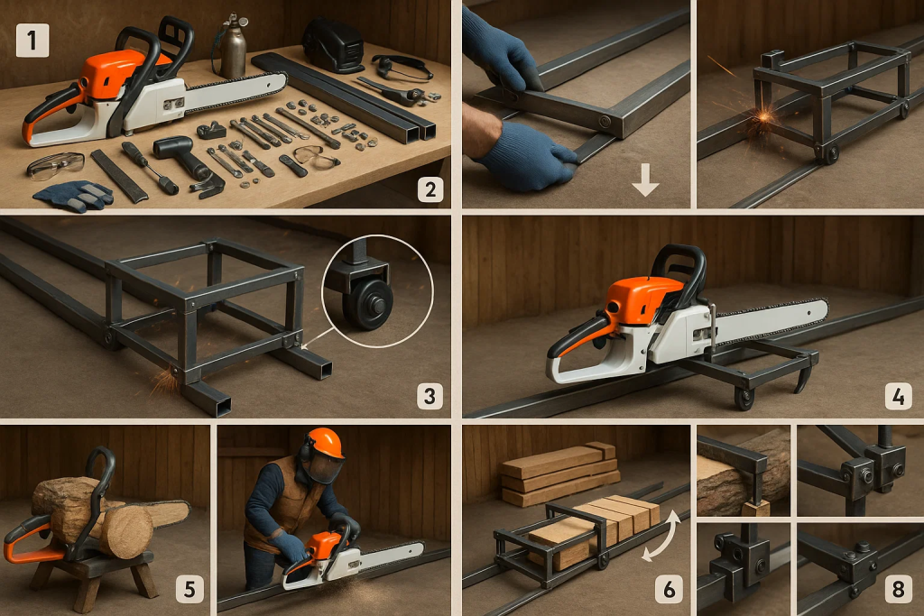 image étape par étape pour créer sa scierie mobile.